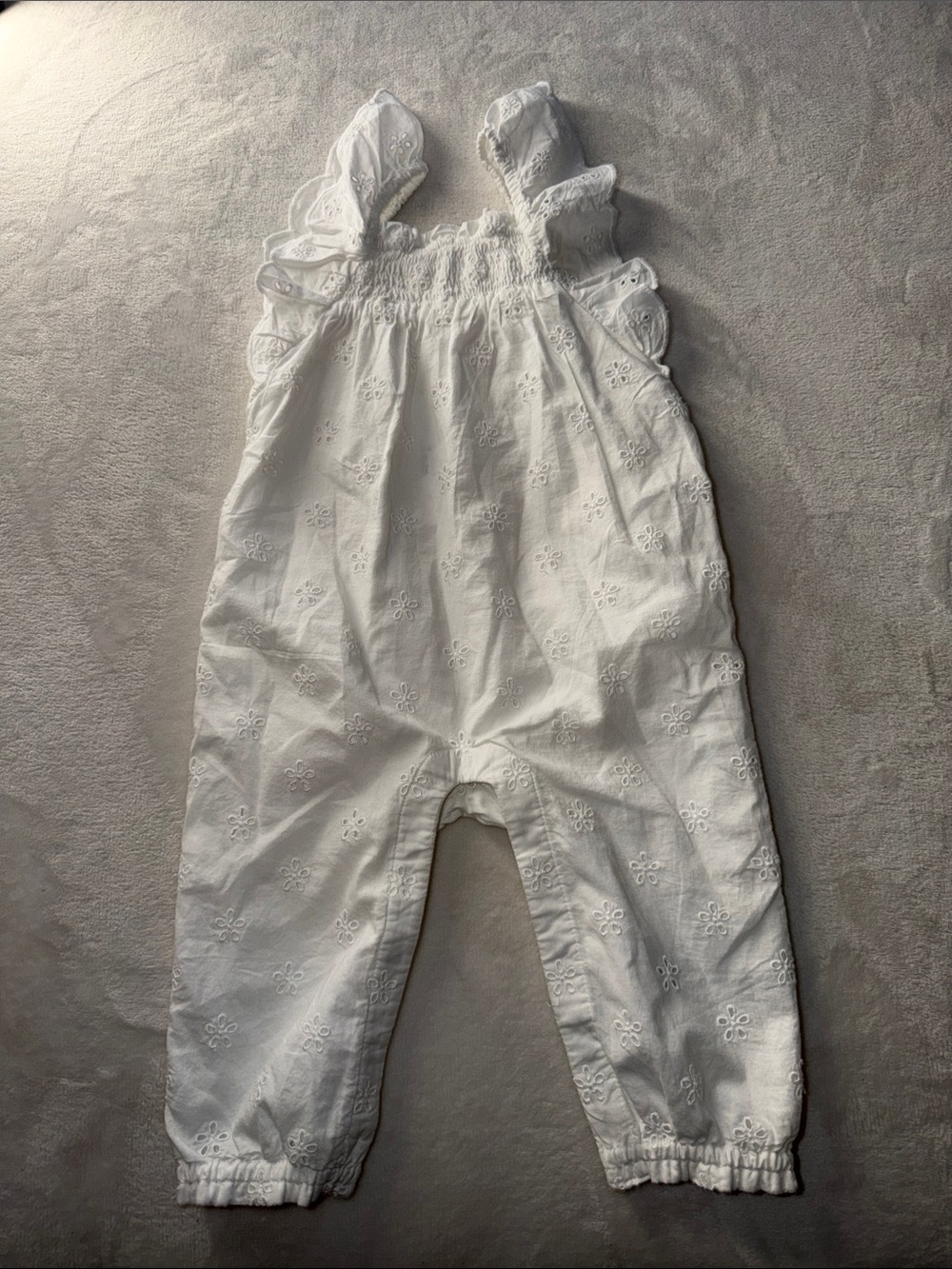 GAP White Eyelet Ruffle-Strap Romper